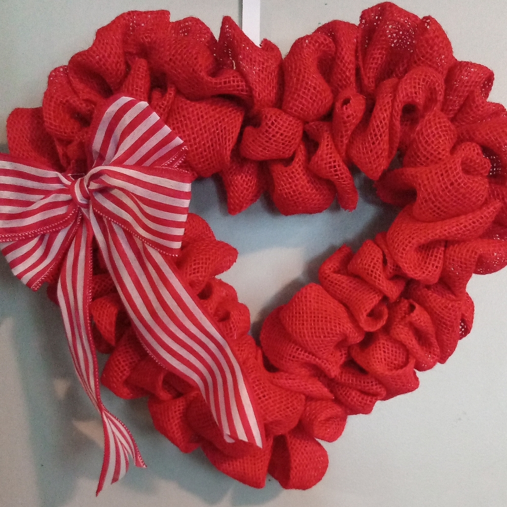 Burlap heart wreath